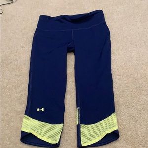 Blue and neon yellow cropped leggings